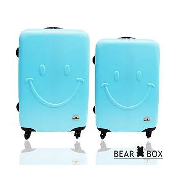 BearBox ☆莎莎代言☆ 一見你就笑♫ ABS輕硬殼微笑行李箱旅行箱兩件組(28+24吋)微笑藍