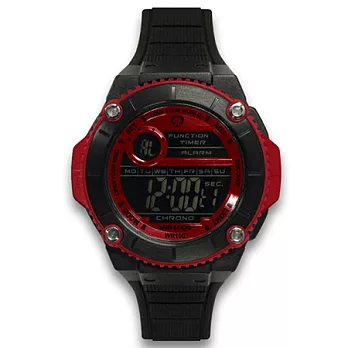 【wize＆ope】WAX系列-潮流玩家復刻電子錶-黑x紅 /49mm黑x紅