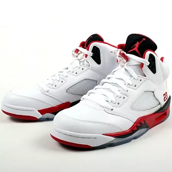 Nike Air Jordan 5 23 Black Tongue 136027-120 Fire red 7.5白紅