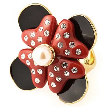 【DISNEY COUTURE】英國珠寶大師 MAWI 聯名系列~米妮水鑽紅蝴蝶結白珍珠戒指