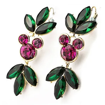 【DISNEY COUTURE】英國珠寶大師 MAWI 聯名系列~米妮桃紅愛心翡翠綠水晶耳環