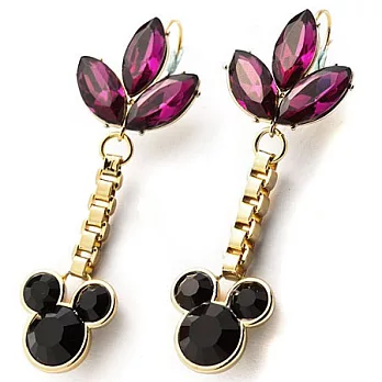 【DISNEY COUTURE】英國珠寶大師 MAWI 聯名系列~米妮黑水晶紫色花瓣耳環