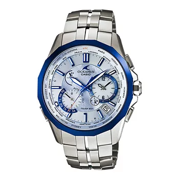 CASIO OCEANUS系列 湛藍海洋太陽能運動腕錶-淺藍