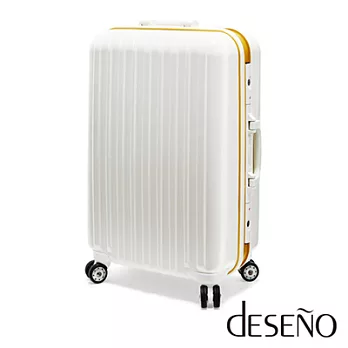 【Deseno-Classic】 經典再現28吋鋁框PC鏡面TSA海關鎖行李箱(白金)