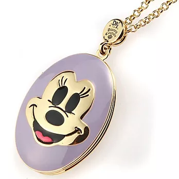 【DISNEY COUTURE】美國前衛設計師 DRx 聯名系列~米妮笑臉薰衣草紫橢圓相本長項鍊