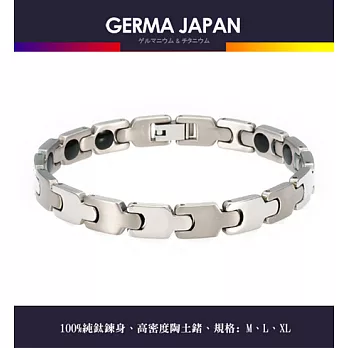 GERMA JAPAN【Y鼎】陶土鍺14碇純鈦手鍊 TE1518銀色