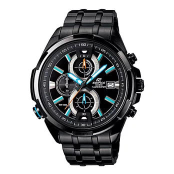 CASIO EDIFICE系列 雙黑光快感奔馳賽車運動錶-黑