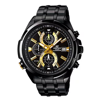 CASIO EDIFICE系列 雙黑光快感奔馳賽車運動錶-黃