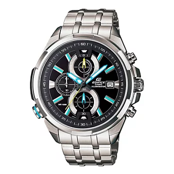 CASIO EDIFICE系列 雙黑光快感奔馳賽車運動錶-藍