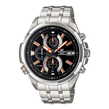 CASIO EDIFICE系列 雙黑光快感奔馳賽車運動錶-橘