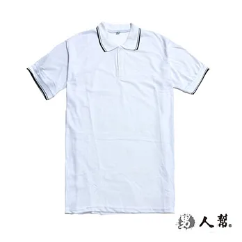 【男人幫 】P0200＊休閒款【領口線條短袖POLO衫】白色 S號