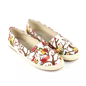 ◤Green Phoenix◥貓頭鷹V口彈性草編懶人休閒鞋36米色