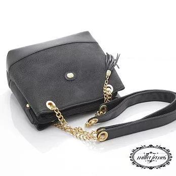 【Milla Janes 米拉.珍妮絲】Philip Polo 麂皮風 多格層仕女包(奢逸黑)