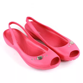 HELLO KITTY 小鑽防水魚口涼鞋雨鞋三麗鷗授權正版商品37桃紅色