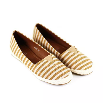 ◤Green Phoenix◥V口彈性海軍風線條懶人休閒鞋40杏色