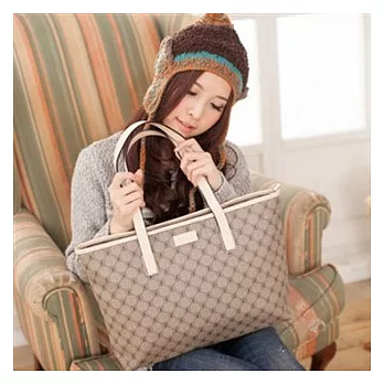 PLAYBOY 時尚名媛經典購物包(米色)米色