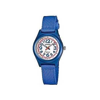 CASIO 繽紛色系亮一夏帆布帶造型指針腕錶-深藍-LTR-19B-2B2VDF