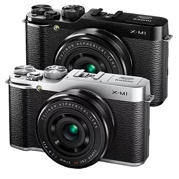 FUJIFILM X-M1附16-50mm單鏡組(中文平輸) - 加送SD32G+專用鋰電池+防潑水相機包+相機清潔組+硬式保護貼黑色