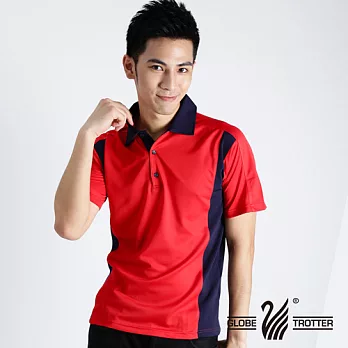 【遊遍天下】MIT台灣製男款抗UV涼爽吸濕排汗機能POLO衫(S020)M紅/藍