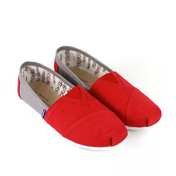 ◤Green Phoenix◥素面拼色帆布懶人鞋37紅色