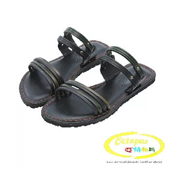 Octapus羅馬貴族牛皮編織涼鞋-經典黑兒童款17.5黑色