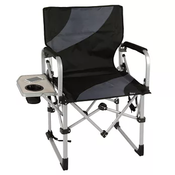 【LIFECODE】豪華折疊導演椅(附杯架) /折疊椅/休閒椅-黑色