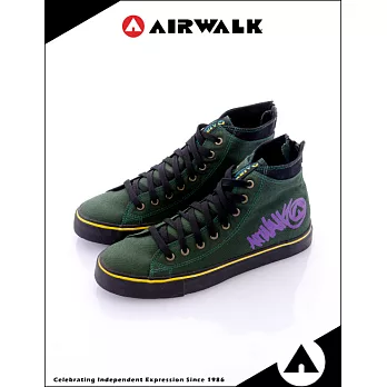 【美國 AIRWALK】撞色高筒帆布鞋（軍綠色）8.5軍綠色