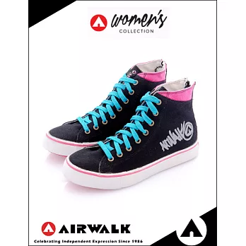 【美國 AIRWALK】高筒帆布鞋（飛躍黑）6.5飛躍黑