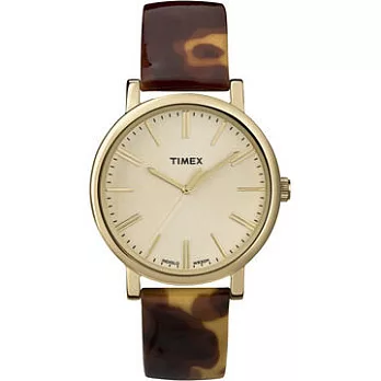 【TIMEX 】復古玳瑁時尚設計腕錶 (金 TXT2P237)