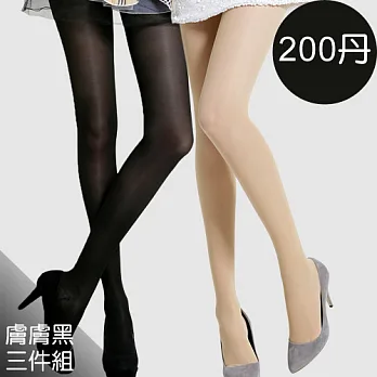 足下物語 200丹輕盈美腿襪3件組S-XL(膚膚黑)S膚膚黑