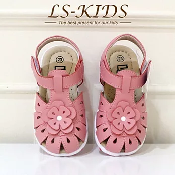 【LS-KIDS】手工精緻學步鞋-透氣淑女鞋-粉紅仙子(全真皮)26粉