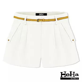 短褲 修身百搭雪紡短褲 三色-HeHa-M(白色)