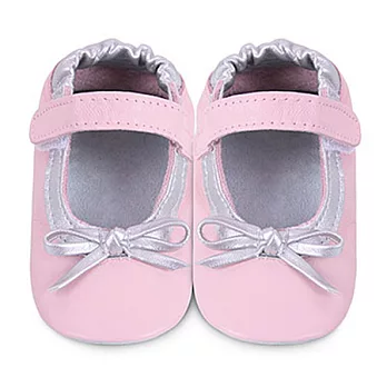 《ShooShoos全真皮學步鞋》亮銀粉色芭蕾M