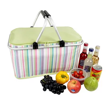 【LIFECODE】海軍風折疊保冰提籃/購物籃/保溫袋/保冷袋 (綠色)