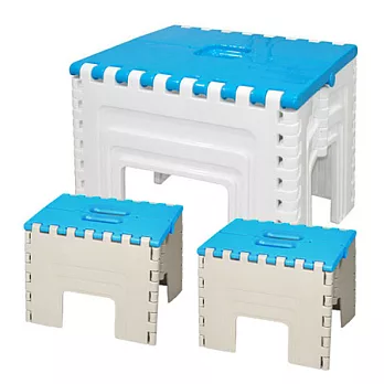 【nicegoods 好東西】日式巧收摺疊桌椅組(1桌2椅)粉藍