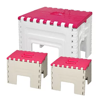 【nicegoods 好東西】日式巧收摺疊桌椅組(1桌2椅)粉紅