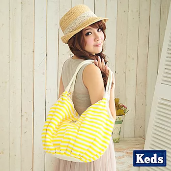 KEDS - 可愛教主輕飄飄條紋空氣包 - 吸睛黃條紋黃