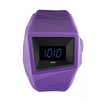 【ALESSI 】幾何線條立體電子手錶 (紫 AEAL22003)