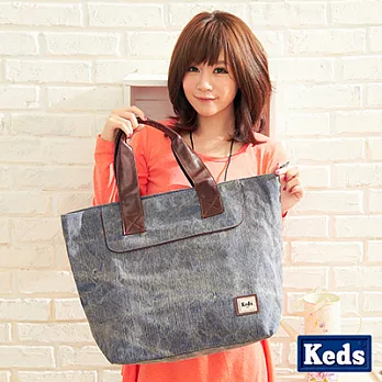 KEDS - 旅行趣水洗麻布萬用大包 - 深麻藍深麻藍