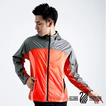 【遊遍天下】中性款抗UV防曬防潑水超薄輕量防風外套(A022)M亮橘/灰