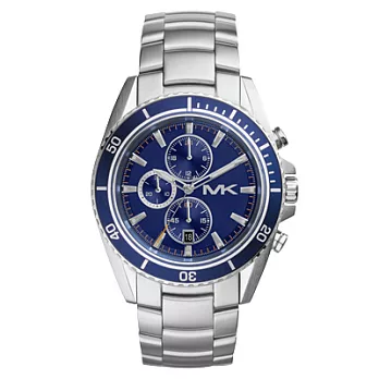 Michael Kors 超凡品味都會三眼潮流腕錶-藍X銀