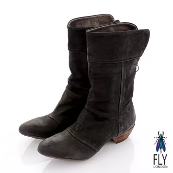 Fly London(女)★MAGGIE 三角楦頭粗跟中筒巫婆靴 - 36魔法黑