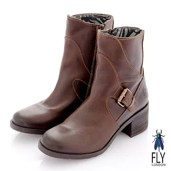 Fly London(女)★SOFIA 帥氣側扣粗跟中筒靴 -36摩卡咖