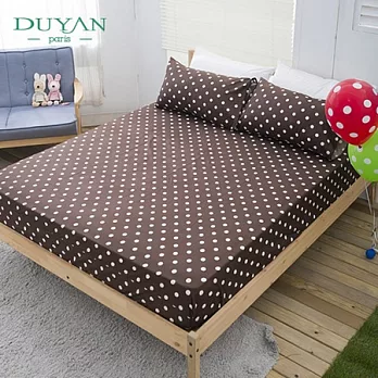 DUYAN《沁甜漾鑽-咖》活性印染天鵝絨床包組-雙人加大三件式