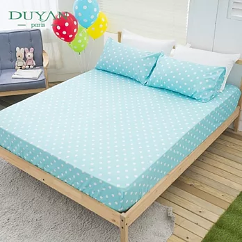 DUYAN《沁甜漾鑽-水藍》活性印染天鵝絨床包組-雙人加大三件式