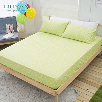 DUYAN《沁甜漾鑽-綠》活性印染天鵝絨床包組-雙人加大三件式