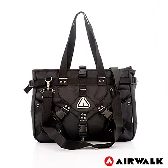 【美國 AIRWALK】真男人三叉扣方形側肩大包 (共三色)灰字黑