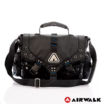 【美國 AIRWALK】三叉扣方形側背中包 (共三色)黑底藍