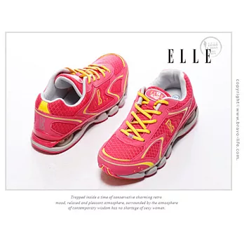 ELLE active 亮彩潮流。異材質混搭運動休閒鞋_桃36桃色