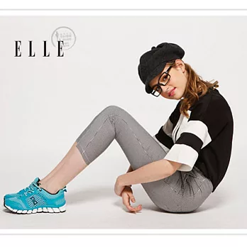 ELLE active 俏麗潮流。異材質混搭運動休閒鞋_藍36藍色